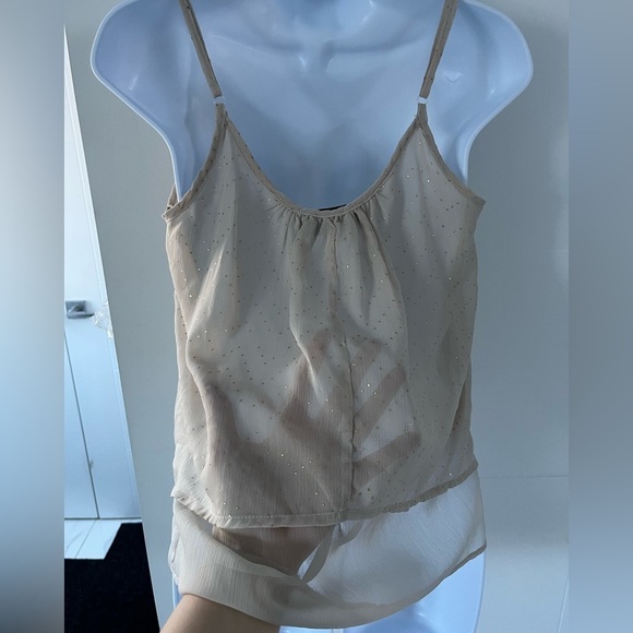 Vintage XXI/ Spaghetti strap blouse/ Camisole/ Gold detail/ Layered/ Size US M - Picture 5 of 10